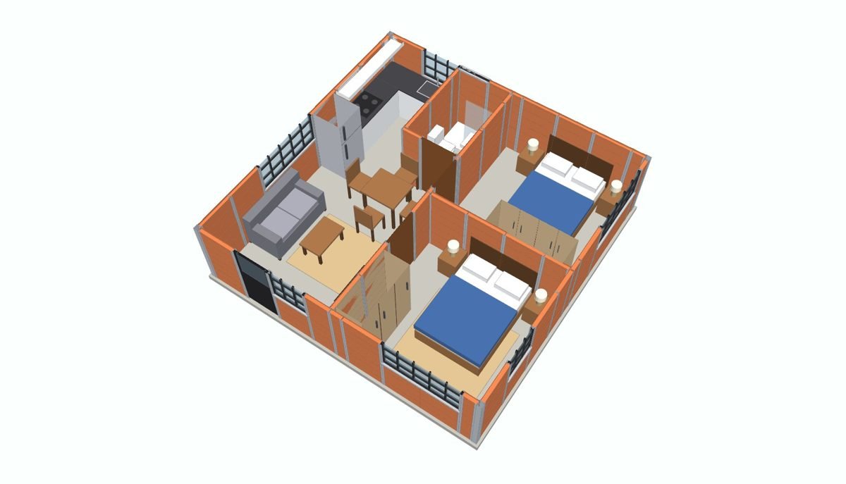 Casa 36 por dentro, distribución amoblada