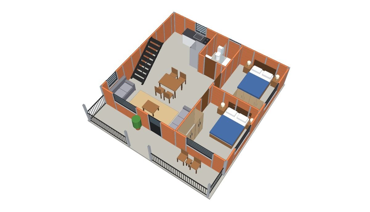 Casa 76 por dentro, distribución amoblada