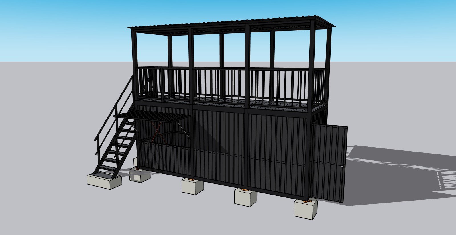 Contenedor CF4-2P de 6 m, dos pisos con terraza
